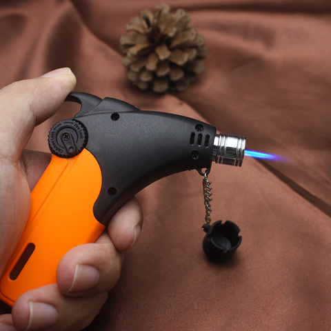 Outdoor Torch Jet Pipe Lighter Elbow Spray Gun Butane Gas Cigar Smoke Lighter 1300 C Turbo Cigarette Free Fire Lighter Windproof ► Photo 1/5