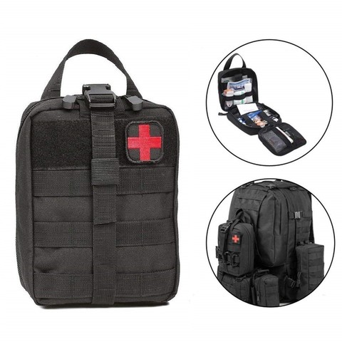 Outdoor Water First Aid Kits Travel Oxford Cloth Tactical Waist Pack Camping Climbing Bag Black Emergency Case ► Photo 1/6