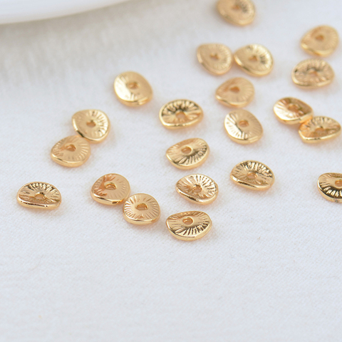 50PCS 5x6MM 9x9.6MM  24K Gold Color Plated Brass Spacer Beads Beads Caps High Quality Diy Jewelry Accessories ► Photo 1/6