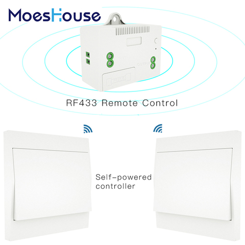 RF433 Wireless Switch No Battery Remote Control Wall Light Switch Self Powered No Wiring Needed Wall Panel Transmitter. ► Photo 1/6