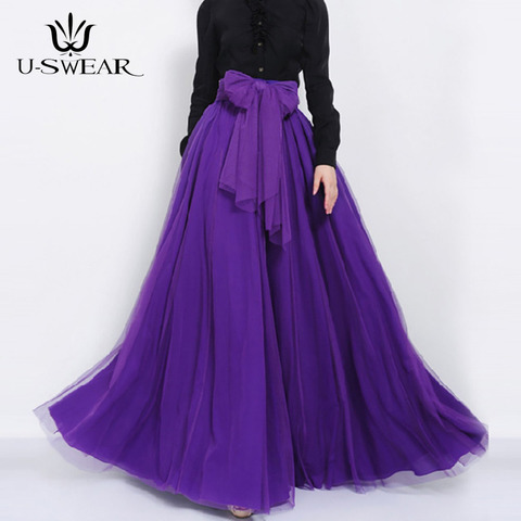 Women's Ball Gown Formal A Line Puffy Big Bowknot Full Length Party Evening Bridesmaid Wedding Skirt Tulle Tutu High Waist Skirt ► Photo 1/6
