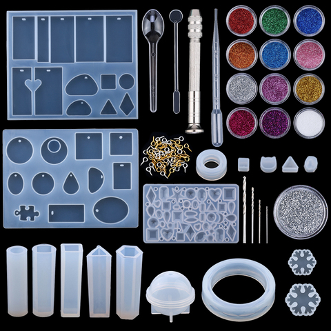 A SET Epoxy Resin Mold Kits Silicone Epoxy Mold Set Jewelry Casting Tools Earring findings for epoxy Jewelry Making Supplies DIY ► Photo 1/6