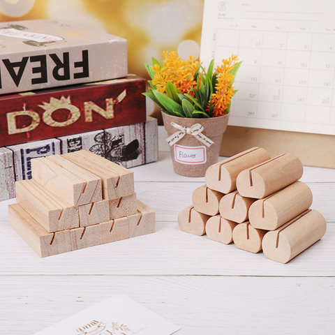 Desk Card Natural Wooden Notes Clips Photo Holder Clamps Stand Support Picture Frame Base Desktop Decor ► Photo 1/6