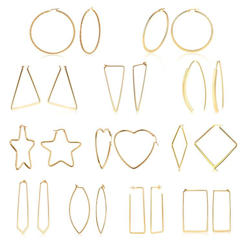 Stylish Geometric Hoop Earrings for Womens Girls Stainless Steel Minimalist Elegant Earings ► Photo 1/6