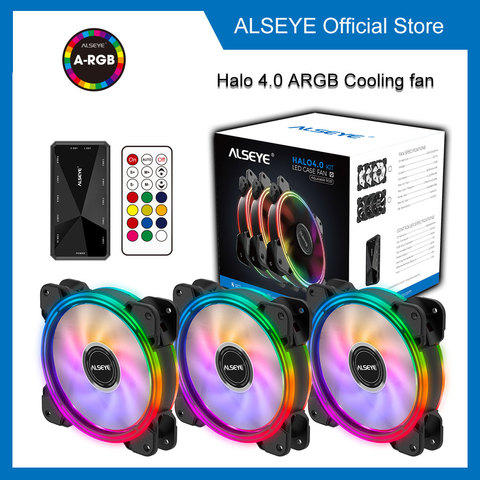 Alseye Halo 4.0 120mm Computer Led Case Fan kit Adjustable RGB PC Cooling Cooler With Remote Controller ► Photo 1/5