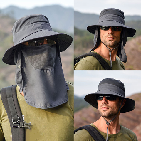 Outdoor Windproof Sun Hat Removable Shawl Breathable Mesh Cap For Fishing Cycling Hiking Camping Hats ► Photo 1/6