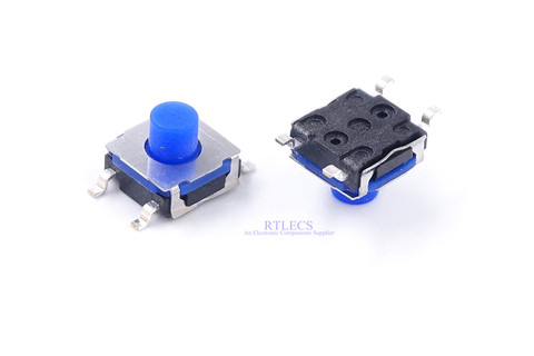 10 pcs IP67 Waterproof Tact Switch 6.2x6.2 mm Soft Feeling Silicone SMT Surface Mount PCB SPST-NO Washable Tact Switch Momentary ► Photo 1/5