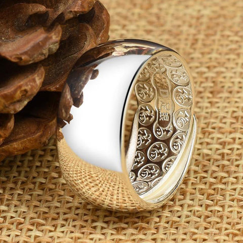 New 925  silver glossy big domineering exaggerated light luxury without mosaic opening adjustable ring ► Photo 1/5