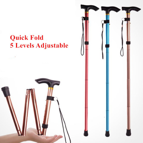 Walking Stick Hiking Trekking Poles Trail Ultralight 4 Section Adjustable Canes Aluminum Alloy Folding Walking Stick ► Photo 1/6