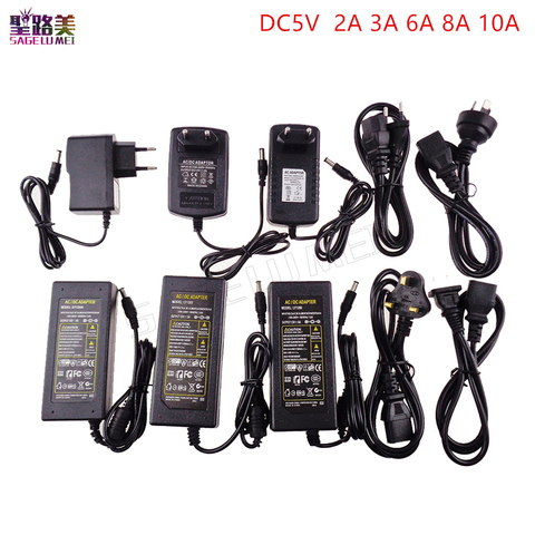 AC100-240V LED power supply Adapter to DC 5V 2A 3A 6A 8A 10A  For ws2813/ws2801/ws2812b 8806 LED Strip DC5V led transformers ► Photo 1/2