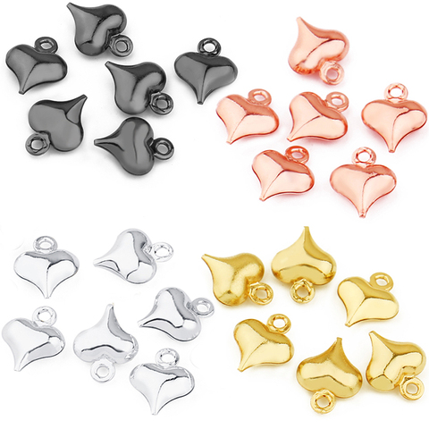 80pcs 8x10mm Stainless Steel Heart Gold Silver Color Cute For Necklace Pendant Charms DIY Jewelry Making Accessories Wholesale ► Photo 1/6