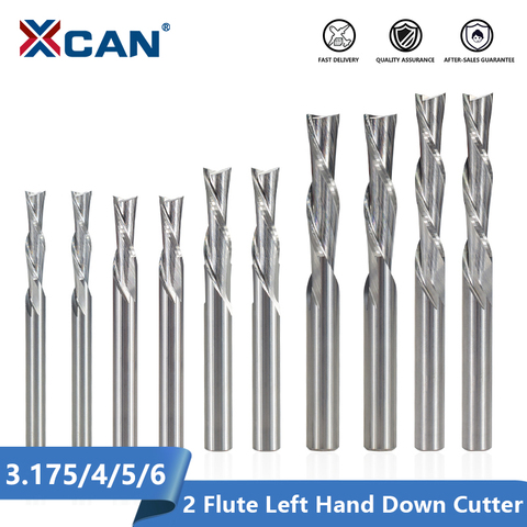 XCAN Left Hand Down Cutter 3.175/4/5/6mm Shank Spiral End Mill 2 Flute Carbide Milling Cutter For Aluminum Cutting CNC Milling B ► Photo 1/6