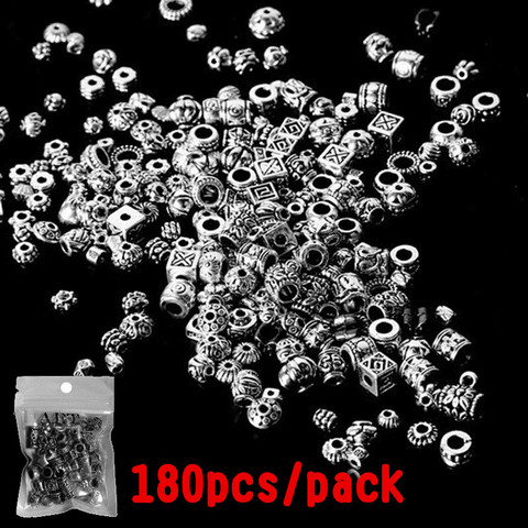 180pcs /pack Mixed Tibetan Silver  Bead Connectors Antique Loose Spacer Beads for DIY Jewelry Bracelet Making ► Photo 1/5
