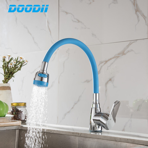 Any direction Kitchen Faucet Cold and Hot Water Mixer Single Handle Taps Torneira Cozinha Black White Pink Silica Gel Nose ► Photo 1/6