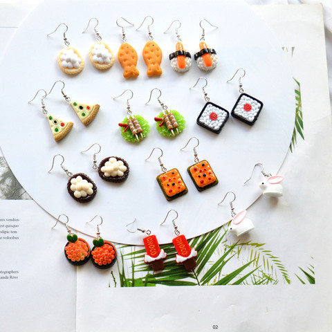 Korean Harajuku Creative Emulational Food Earrings Delicate Sweet Student Delicacy Pizza Roast String Sushi Earrings Simplicity ► Photo 1/6