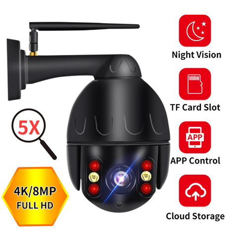 8mp 4k Cloud Wifi PTZ Camera Outdoor 2MP Home Security IP Camera 5X Optical Zoom Speed Dome Camera P2P cctv camera ► Photo 1/6