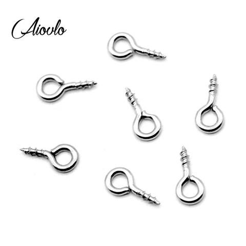 Aiovlo 100pcs/lot Stainless Steel  Screw Eye Pins for Pendant Iron Screw Eye Hooks Clasps Fit Drilled Beads Diy Jewelry Making ► Photo 1/6