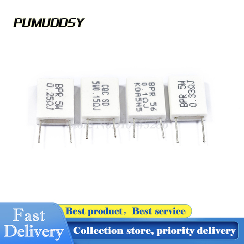 10PCS Non-inductive Ceramic Cement Resistor 5W 0.001 0.1 0.15 0.22 0.25 0.33 0.5 ohm 0.1R 0.15R 0.22R 0.25R 0.33R 0.5 R BPR56 ► Photo 1/1