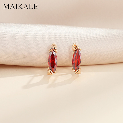 MAIKALE Small Colorful Classic Design MultiColor Cubic Zirconia Stud Earrings for Women Jewelry Wedding Party Gifts High Quality ► Photo 1/6