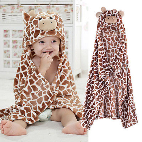 100cm Cute Bear Shaped Baby Hooded Bathrobe Soft Infant Newborn Baby Bath Towel Giraffe Blanket Cartoon Patter Towels ► Photo 1/6