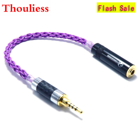 Thouliess HIFI 2.5mm TRRS Balanced Male to 3.5mm Stereo Female Audio Adapter Sivler Plated Cable For AK240 AK380 AK320 DP-X1 ► Photo 1/6