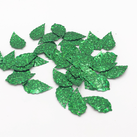 100pcs/Pack 13*24mm  Laser Green Leaf Sequins PVC Paillettes Sewing Wedding Craft Women Kids DIY Garment Lentejuelas Accessory ► Photo 1/5