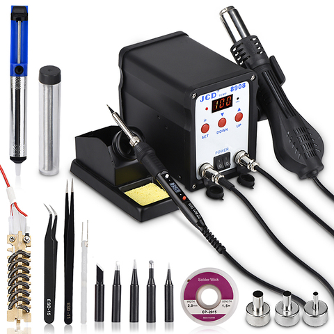 JCD Soldering Station 2 IN 1 Welding Repair machine 750W soldering iron with hot air gun SMD BGA Rework LCD Digital station 8908 ► Photo 1/6