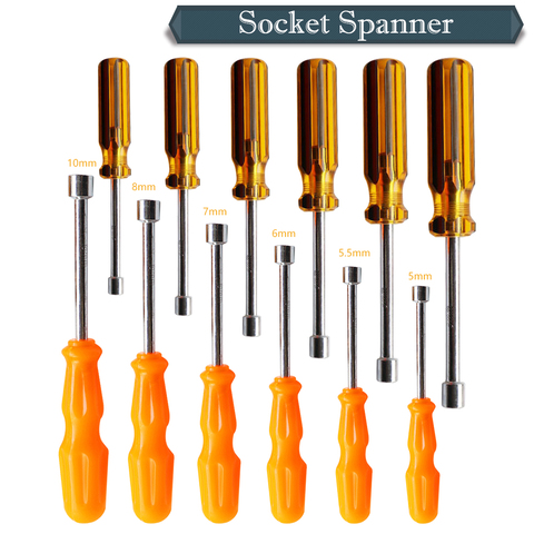 Hot 1PC 5/5.5/6/7/8/10mm Socket Wrench Screw Driver Metal Hex Nut Key Tool Screwdriver Handle Random Color ► Photo 1/6