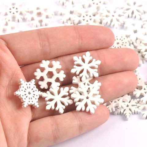 20mm Mix Wooden White Snowflakes Christmas Ornaments Xmas Pendants Diy Scrapbooking Craft New Year Home Decorations ► Photo 1/6
