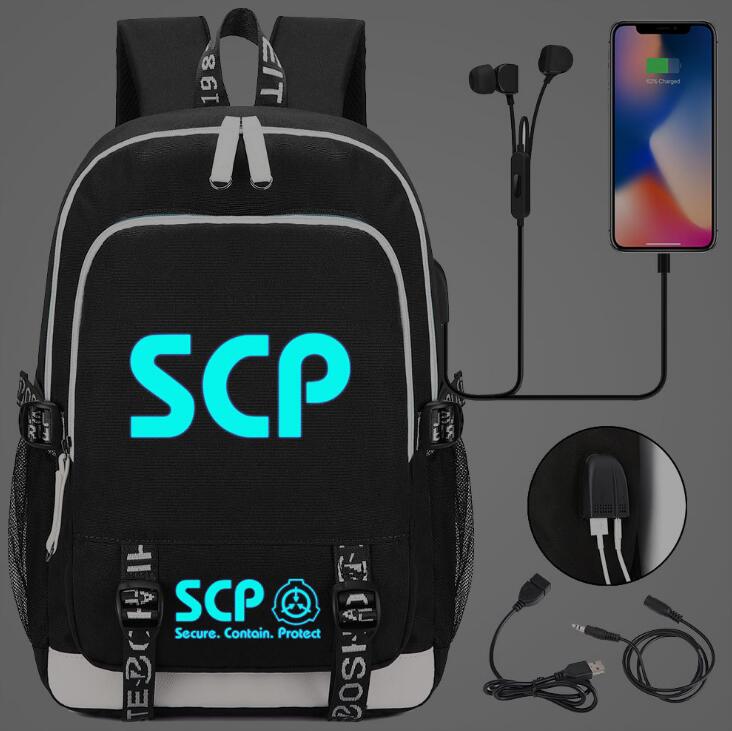 SCP Special Containment Procedures Foundation USB Backpack Bag Bookbag