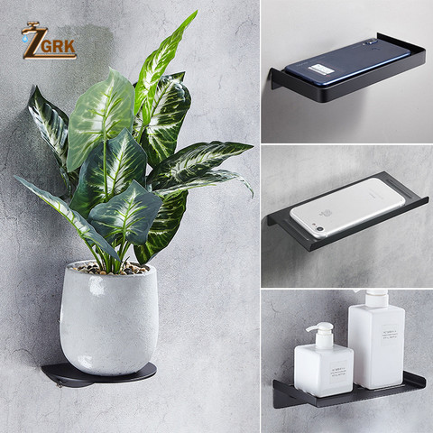 ZGRK Bathroom Accessories Stainless steel phone holder Bath Rack Modern Bathroom Ornament Shelves Kitchen Wall Shelf ► Photo 1/6