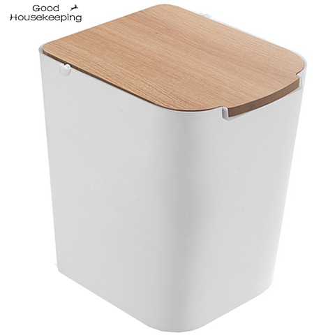 Environmental Trash Can Household Trash Can Press Storage Bin with Lid Trash Can Kitchen Bathroom Trash Can White ► Photo 1/6