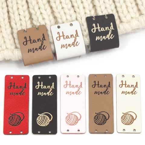 20Pcs Handmade Label Ball Of Yarn Leather Tags For Clothes Hand Made Tags For Hats Knitted Sewing Accessories DIY Gift Handcraft ► Photo 1/6