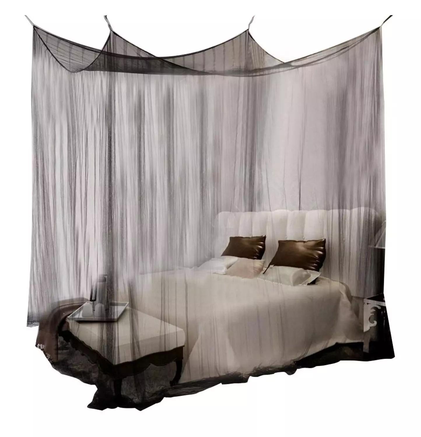 Buy Online Zerodis Mosquito Net Black White For Double Four Corner Bed Post Bed Canopy Mosquito Net Full Queen King Size Bedding Alitools