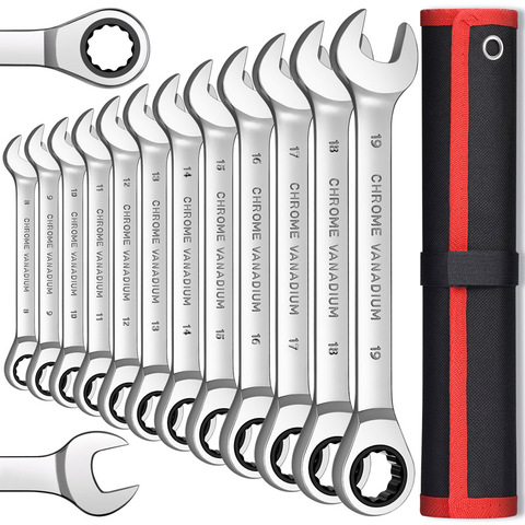 Key Ratchet Wrench Set 72 Tooth Gear Ring Torque Socket Wrench Set Metric Combination Ratchet Spanners Set Car Repair Tools ► Photo 1/6