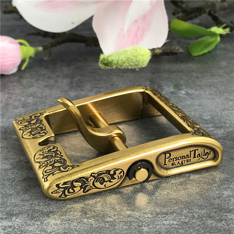 Luxury Carving Solid Brass Belt Buckles For Men Belt Waist Buckle For Belt DIY Accessories Leather Craft Men Buckle Belt BK0002 ► Photo 1/6