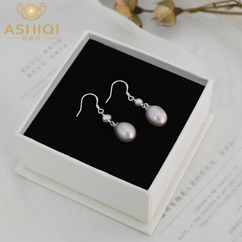 ASHIQI Real Natural Freshwater Pearl Drop shape 925 Sterling Silver Dangle Earrings for women 2022 Mother gift ► Photo 1/6