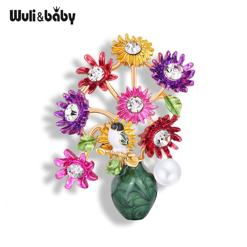 Wuli&baby Enamel Flower  Brooches For Women Weddings Banquet Party Brooch Pins Gifts ► Photo 1/3