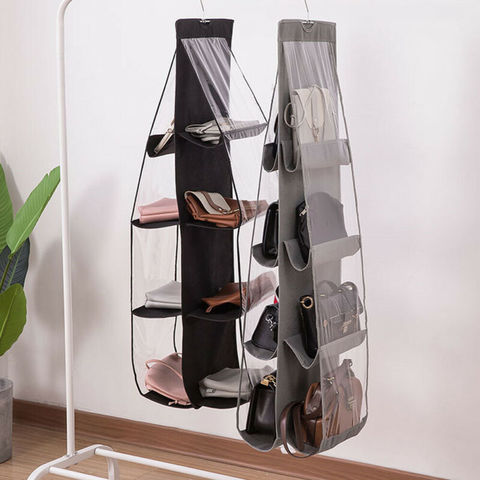 New 6/8 Pockets Shelf Tote Rack Bag Clear Hanging Purse Handbag Organizer Storage Holder Wardrobe Closets ► Photo 1/6