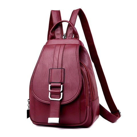 SMOOZA 2022 Women Leather Backpacks Vintage Female Shoulder Bag Sac a Dos Travel Ladies Bagpack Mochilas School Bags For Girls ► Photo 1/6