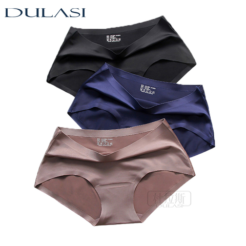 Ice Silk Panties Sexy Underwear Seamless Women Briefs Transparent Panties for Girls Bikini Panty Mid-Rise DULASI 3pcs/Lot ► Photo 1/6