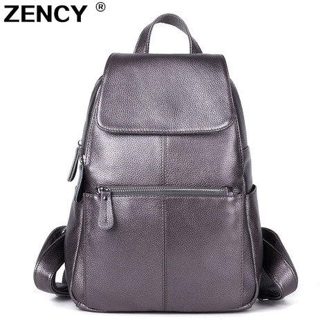 ZENCY 2022 Nice Backpack 100% Soft Genuine Cow Leather Cowhide Women's Female Top Layer Cow Skin Girl School Book Bags knapsack ► Photo 1/6