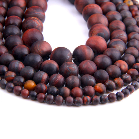 6 8 10 12mm Matte Gem Stone Red Tiger Eye beads Natural Stone Round Spacer loose Beads For jewelry Making Bracelet Necklace gift ► Photo 1/3