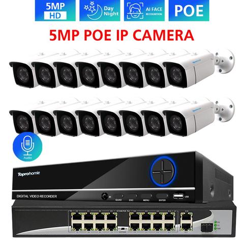 TOPROHOMIE H.265+ 4K 16CH 5MP AI Face POE NVR Kit 48V 4MP security outdoor Audio Record POE IP Camera Video Surveillance set 4TB ► Photo 1/6