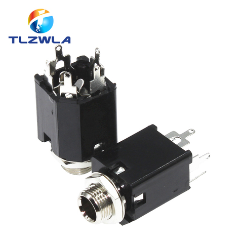 5pcs 6.35mm Audio Plug Sockets PJ-612 3-Pin Connector With Screw Nut ► Photo 1/4