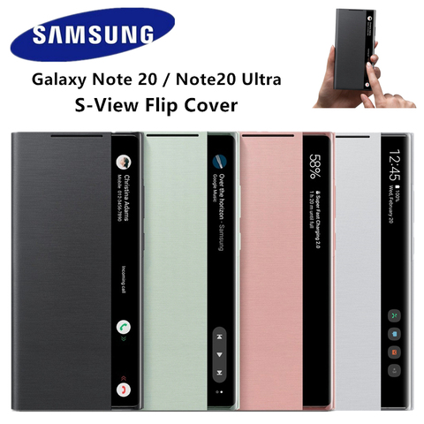 Original Samsung Note 20 Mirror Smart View Flip Case For Galaxy Note20 Ultra 5G Phone LED Cover S-View Cases EF-ZN985 EF-ZN980 ► Photo 1/6