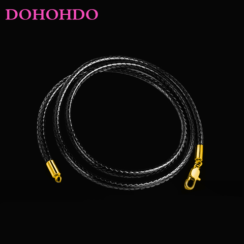 1.5-3mm Necklace Cord Leather Cord Wax Rope Chain With Stainless Steel Gold Color Lobster Clasp For DIY Necklace Jewelry Making ► Photo 1/6