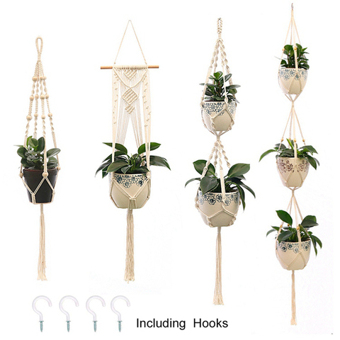 Hot S 100 Handmade Macrame Wall Hanging Plant Hanger Flower Pot For Decor Planter Basket Alitools - Wall Pot Plant Hanging