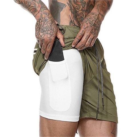 2022 Summer Running Shorts Men 2 in 1 Sports Jogging Fitness Shorts Training Quick Dry Mens Gym Men Shorts Sport gym Short Pants ► Photo 1/6