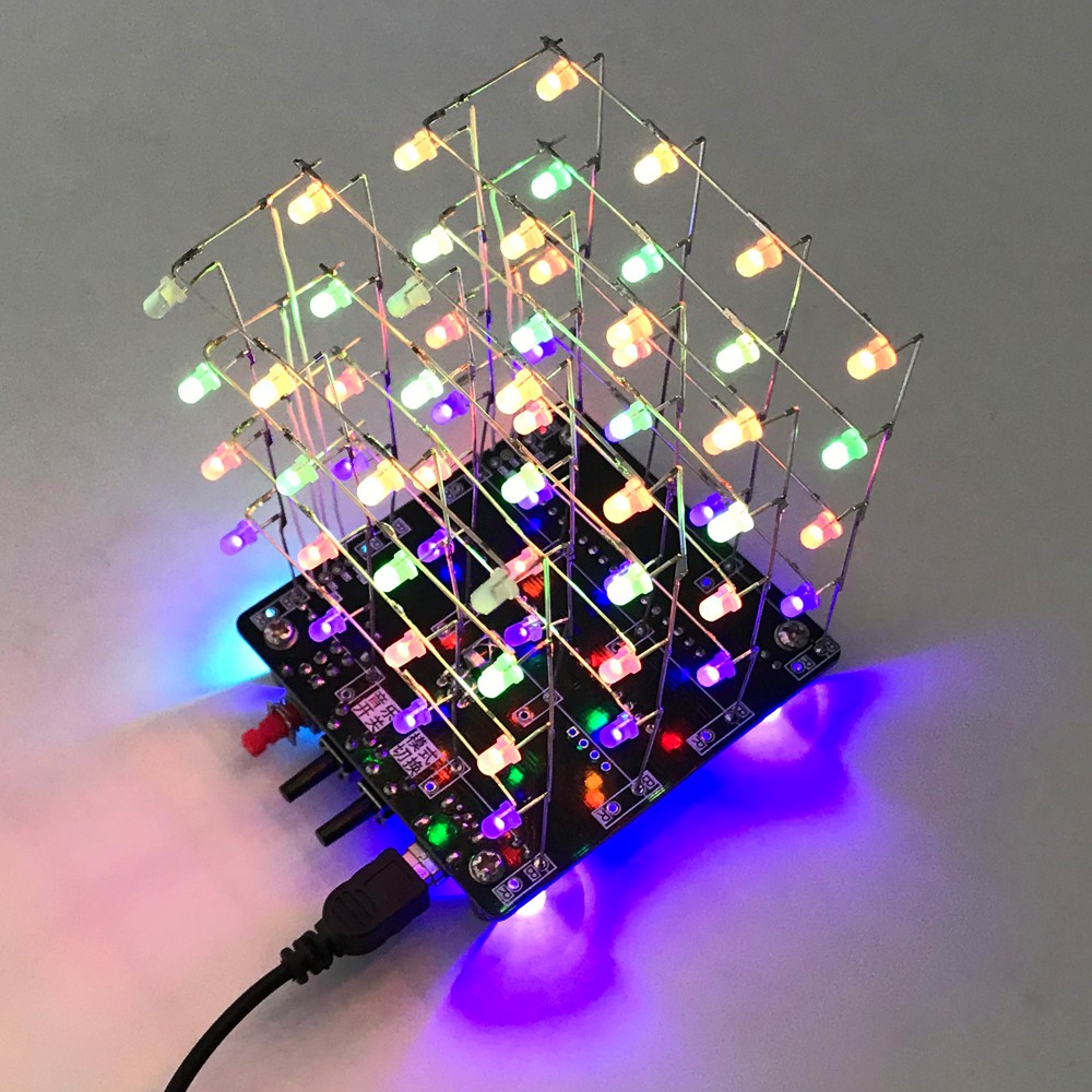 skyde Tahiti Uforudsete omstændigheder DIY Kit 3D Light Cube 4x4x4 3D4 RGB LED Cube Audio Spectrum Display  Colorful 4*4*4 LED - Price history & Review | AliExpress Seller -  ElectronicStation Store | Alitools.io